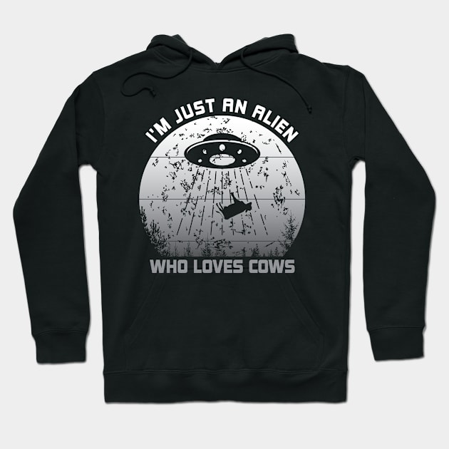 JUST AN ALIEN WHO LOVES COWS Hoodie by Mclickster